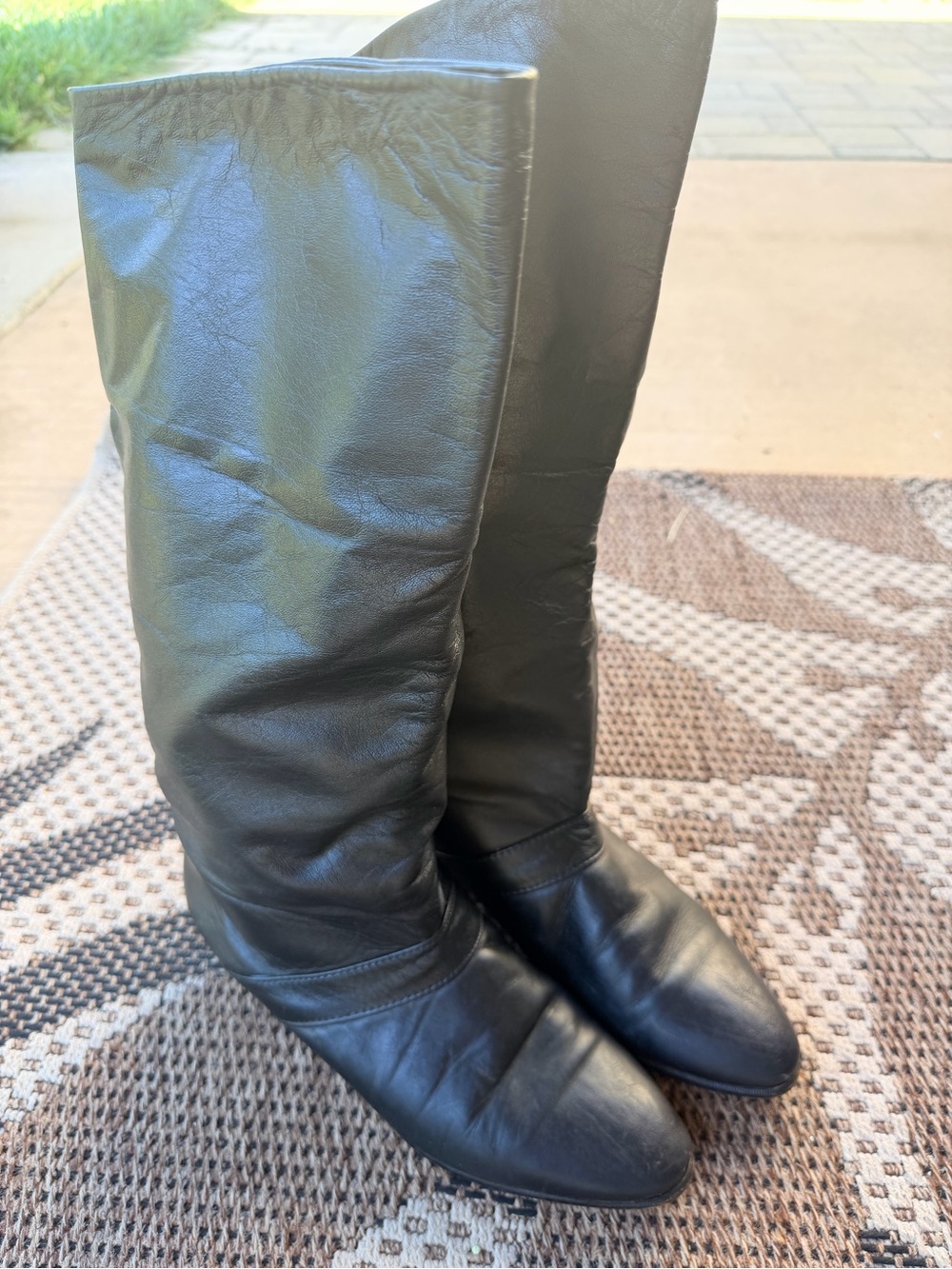 Vintage Joyce Slouch Tall Black Leather Boots
